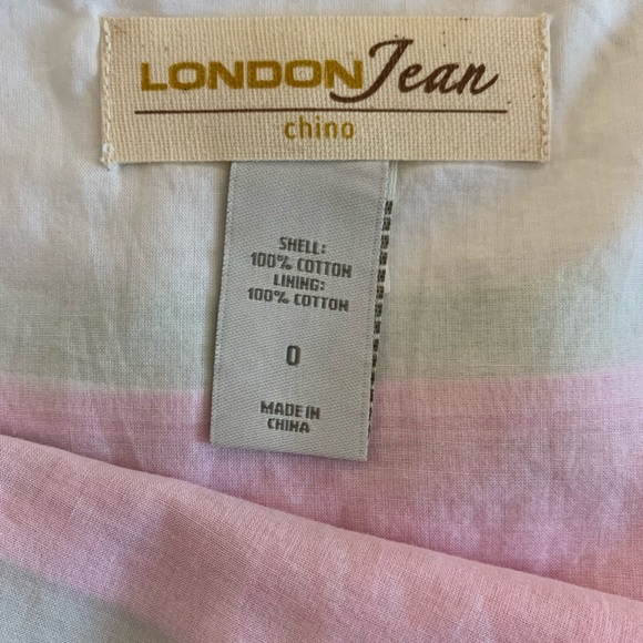 London Jean size 0 skirt pink white green stripe - Picture 2 of 4